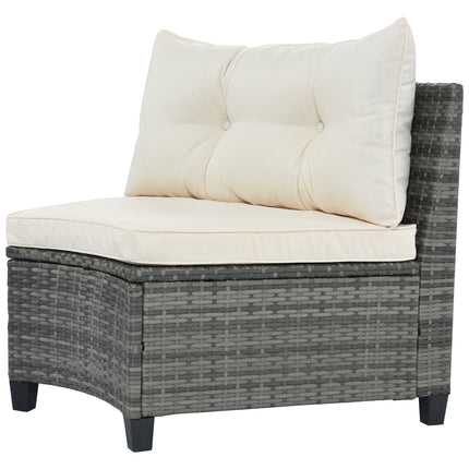 PX13- 8-pieces Outdoor Wicker Round Sofa Set;  Half-Moon Sectional Sets All Weather;  Curved Sofa Set With Rectangular Coffee Table;  PE Rattan Water-resistant and UV Protected;  Movable Cushion - Likeshoppe 