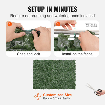 AJ1-  Ivy Privacy Fence, 96 x 72 in Artificial Green Wall Screen, Greenery Ivy Fence with Mesh Cloth Backing and Strengthened Joint, Faux Hedges Vine Leaf Decoration for Outdoor Garden, Yard, Balcony - Likeshoppe 