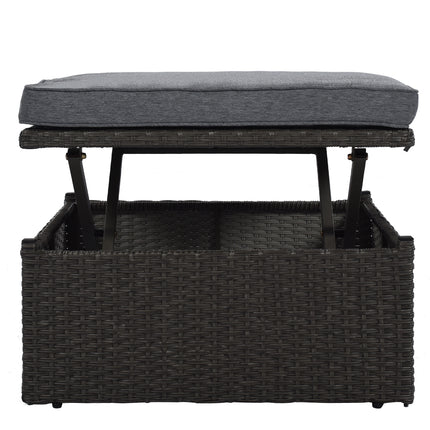 PX2- Outdoor Patio Rectangle Daybed with Retractable Canopy, Wicker Furniture Sectional Seating with Washable Cushions, Backyard, Porch - Likeshoppe 
