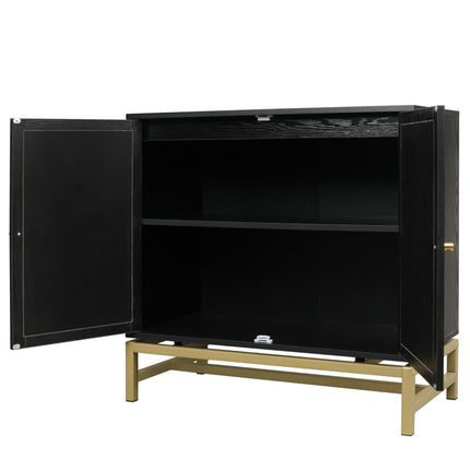 CB5- 2 Door Cabinet, Natural Rattan 2 Door high cabinet, Built-in adjustable shelf, Easy Assembly, Free Standing Cabinet for Living Room Bedroom, Hallway - Likeshoppe 