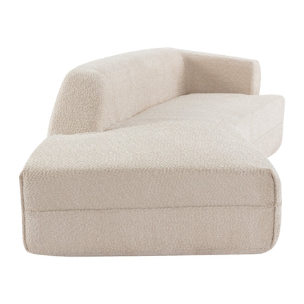 F5- 109.4" Curved Chaise Lounge Modern Indoor Sofa Couch for Living Room, Beige - Likeshoppe 