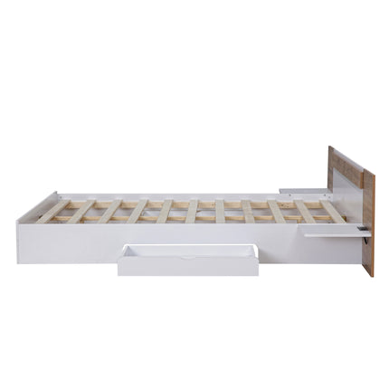 PF5- Queen Size Platform Bed with Headboard, Drawers, Shelves, USB Ports and Sockets - Likeshoppe 