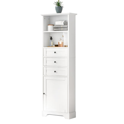 PU14- Tall Storage Cabinet with 3 Drawers and Adjustable Shelves for Bathroom;  Kitchen and Living Room;  MDF Board with Painted Finish - Likeshoppe 
