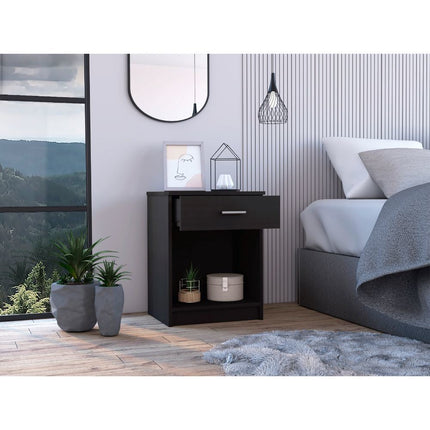 PE3- Pictor Nightstand, One Drawer, Lower Shelf, Superior Top, Black - Likeshoppe 