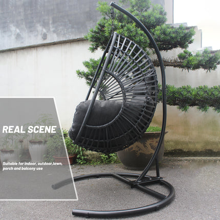 PY5- High Quality Outdoor Indoor Black color PE Wicker Swing Egg chair - Likeshoppe 