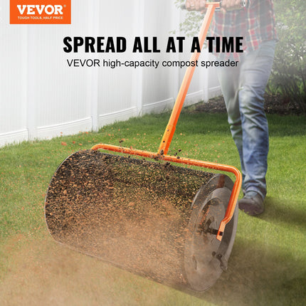 AH5- Compost Spreader Peat Moss Spreader 24 inch Wide 24.4-26.4" Height Adjustable Lawn & Garden Spreaders Compost; Top Soil; Mulch - Durable Lightweight Multi-Purpose Yard Care Equipment - Likeshoppe 