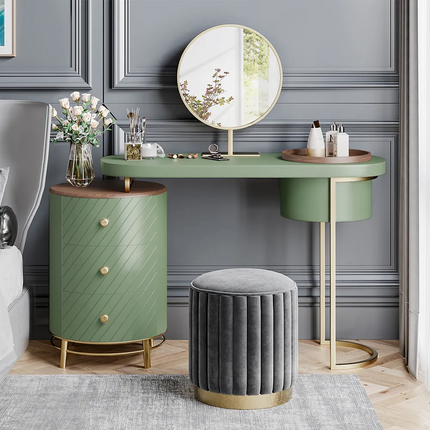 PH1- Modern Makeup Vanity Table With LED Lighted Mirror;  Dressing Table with Movable Tray Top;  4 Solid Wood Drawer;  Without Stool;  43\" - Likeshoppe 