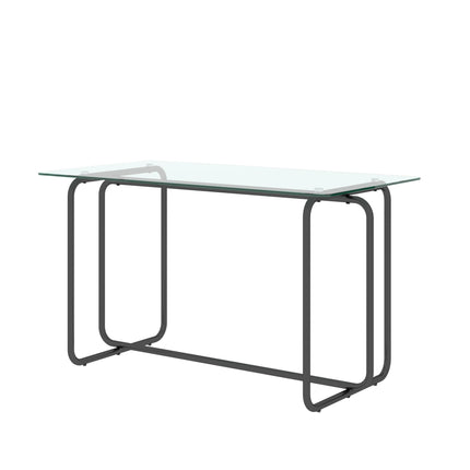 DS2- 5-piece Rectangle Dining Table Set;  Tempered Glass Dining Table for Kitchen Room;  (Transparent+Black) - Likeshoppe 