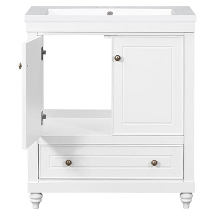 PT7- 30" Bathroom Vanity with Sink;  Combo;  Cabinet with Doors and Drawer;  Solid Frame and MDF Board;  White - Likeshoppe 