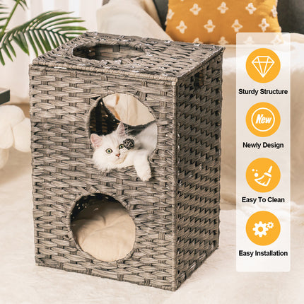 AD1- Rattan Cat Litter,Cat Bed with Rattan Ball and Cushion - Likeshoppe 