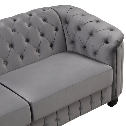 F1 82\" Mid Century Modern Sofa with Rubber Wood Legs; Velvet Upholstered Sofa Couch; Sofa with Thick Removable Seat Cushion;  3 Seater Sofa Couch for Living Room - Likeshoppe 