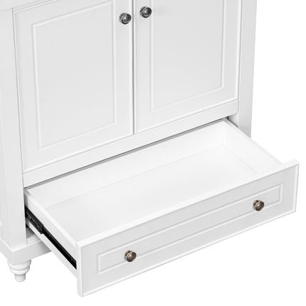 PT7- 30" Bathroom Vanity with Sink;  Combo;  Cabinet with Doors and Drawer;  Solid Frame and MDF Board;  White - Likeshoppe 