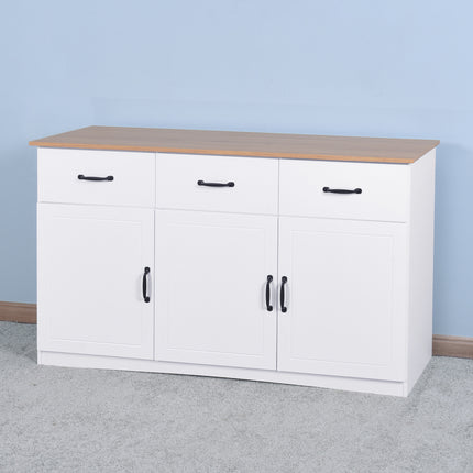 PC4- White Buffet Cabinet with Storage;  Kitchen Sideboard with 3 Doors and 3 Drawers;  Coffee Bar Cabinet;  Storage Cabinet Console Table for Living Room - Likeshoppe 