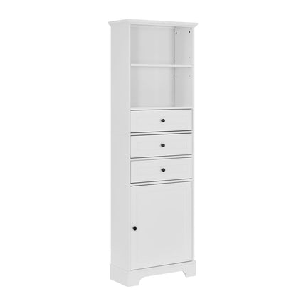PU14- Tall Storage Cabinet with 3 Drawers and Adjustable Shelves for Bathroom;  Kitchen and Living Room;  MDF Board with Painted Finish - Likeshoppe 