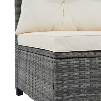 PX13- 8-pieces Outdoor Wicker Round Sofa Set;  Half-Moon Sectional Sets All Weather;  Curved Sofa Set With Rectangular Coffee Table;  PE Rattan Water-resistant and UV Protected;  Movable Cushion - Likeshoppe 