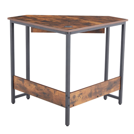 PW1- Triangle Computer Desk; Corner Desk With Smooth Keyboard Tray& Storage Shelves ; Compact Home Office; Small Desk With Sturdy Steel Frame As Workstation For Small Space; BLACK; 28.34''L 24''W 30.11''H - Likeshoppe 