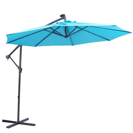 PZ3- 10 FT Solar LED Patio Outdoor Umbrella Hanging Cantilever Umbrella Offset Umbrella Easy Open Adustment with 32 LED Lights - Likeshoppe 