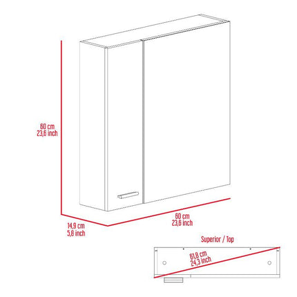 PU5- Kenya Medicine Cabinet, Mirror, Double Door, Four Interior Shelves, Black - Likeshoppe 