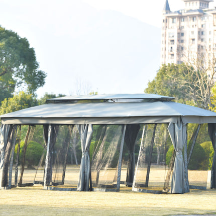 AG17-  110x220" Gazebo with Oxford Cloth & Mosquito Nets for Outdoor, Patio, Yard, Deck, Garden, Double Top Design Zipper Design Ultraviolet-proof Waterproof Fireproof Withstand Strong Winds - Likeshoppe 