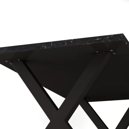 DT2- (TABLE ONLY) 70.87\"Modern Square Dining Table with Printed  Marble Table Top+ X-Shape Table Leg - Likeshoppe 
