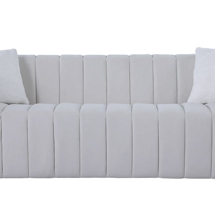 F2- A modern channel sofa take on a traditional Chesterfield,White color,3 seater - Likeshoppe 