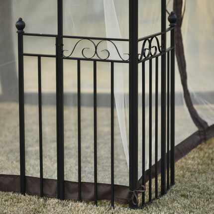 AG1- 13 Ft. W x 9.7 Ft. D Iron Patio Outdoor Gazebo;  Double Roof Soft Canopy Garden Backyard Gazebo with Mosquito Netting Suitable for Lawn;  Garden;  Backyard and Deck - Likeshoppe 