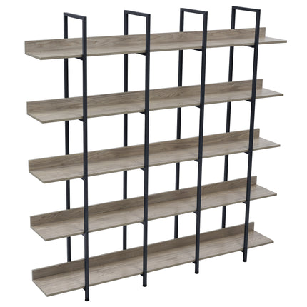 BC1- 5 Tier Bookcase Home Office Open Bookshelf, Vintage Industrial Style Shelf with Metal Frame, MDF Board - Likeshoppe 