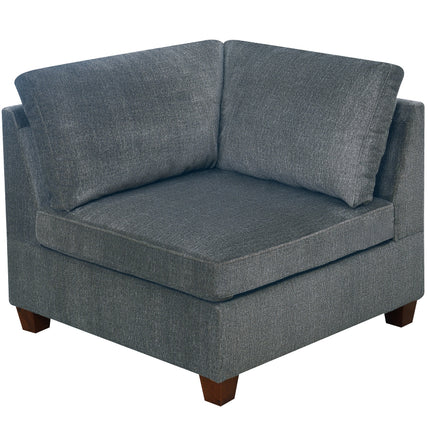 S5- Living Room Furniture Grey Chenille Modular Sectional 8pc Set Large Corner L-Sectional Modern Couch 2x Corner Wedge 4x Armless Chairs and 2x Ottomans Plywood - Likeshoppe 