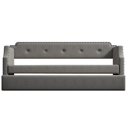 U4-Upholstered Daybed with Trundle;  Wood Slat Support; Upholstered Frame Sofa Bed ;  Twin - Likeshoppe 