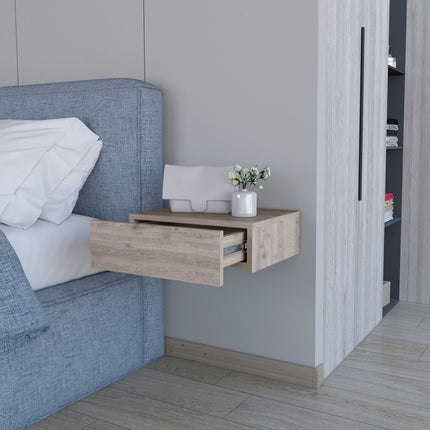 PE1- Vienna Floating Nightstand, Sleek Wall-Mounted Design with Spacious Drawer Storage, Dark Brown - Likeshoppe 