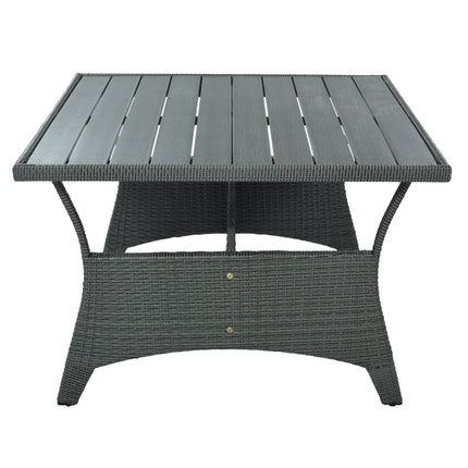 PX14- 6-Piece Outdoor Wicker Sofa Set, Patio Rattan Dinning Set, Sectional Sofa with Thick Cushions and Pillows, Plywood Table Top, For Garden, Yard, Deck - Likeshoppe 