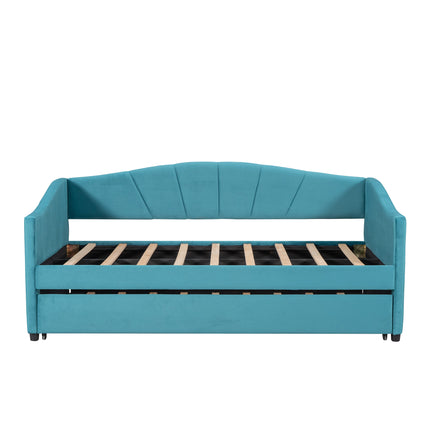 U3-Upholstered Daybed Sofa Bed Twin Size With Trundle Bed and Wood Slat - Likeshoppe 