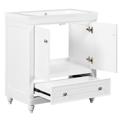 PT7- 30" Bathroom Vanity with Sink;  Combo;  Cabinet with Doors and Drawer;  Solid Frame and MDF Board;  White - Likeshoppe 