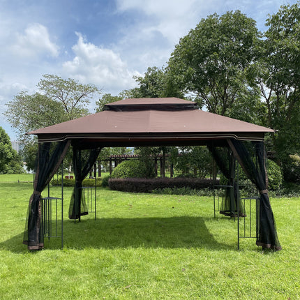 AG14- 13x10 Outdoor Patio Gazebo Canopy Tent With Ventilated Double Roof And Mosquito net(Detachable Mesh Screen On All Sides); Suitable for Lawn;  Garden;  Backyard and Deck; - Likeshoppe 