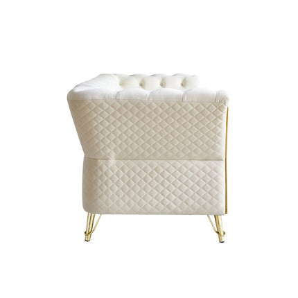 F3- Modern Tufted Velvet Sofa 87.4 inch for Living Room Beige Color - Likeshoppe 