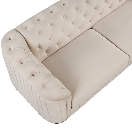 F1 82\" Mid Century Modern Sofa with Rubber Wood Legs; Velvet Upholstered Sofa Couch; Sofa with Thick Removable Seat Cushion;  3 Seater Sofa Couch for Living Room - Likeshoppe 