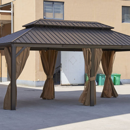 AG7- 12*20FT patic gazebo; alu gazebo with steel canopy; Outdoor Permanent Hardtop Gazebo Canopy for Patio;  Garden;  Backyard - Likeshoppe 