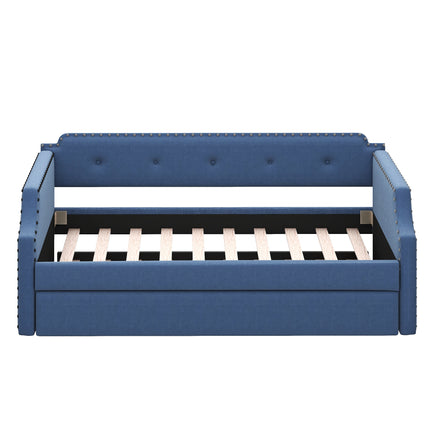 U4-Upholstered Daybed with Trundle;  Wood Slat Support; Upholstered Frame Sofa Bed ;  Twin - Likeshoppe 