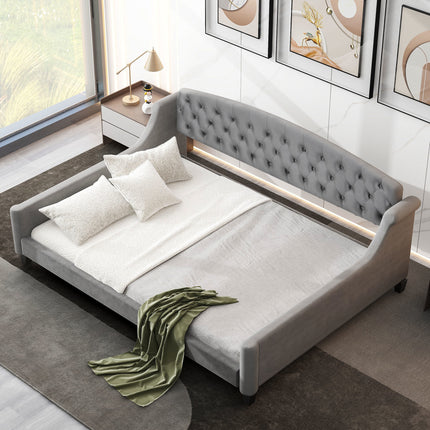 BR7- Modern Luxury Tufted Button Daybed, Full, Gray (Old SKU: SM001009AAE) - Likeshoppe 