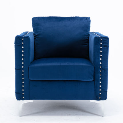 AC3- Modern Velvet Armchair Tufted Button Accent Chair Club Chair with Steel Legs for Living Room Bedroom - Likeshoppe 