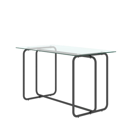 DS2- 5-piece Rectangle Dining Table Set;  Tempered Glass Dining Table for Kitchen Room;  (Transparent+Black) - Likeshoppe 