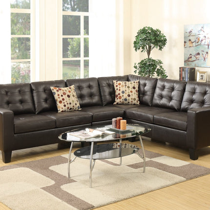 S3-Modular Sectional Espresso Faux Leather 4pcs Sectional Sofa LAF And RAF Loveseats Corner Wedge Armless Chair Tufted Cushion Couch - Likeshoppe 