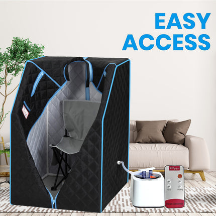 AK7- Portable Half body Black Steam Sauna Tent for Personal Relaxation;  Detox and Therapy at home.PVC Pipe Connector Easy to Install.Fast heating with FCC Certification - Likeshoppe 