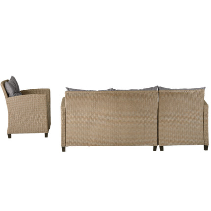PX11- Outdoor;  Patio Furniture Sets;  4 Piece Conversation Set Wicker Ratten Sectional Sofa with Seat Cushions - Likeshoppe 