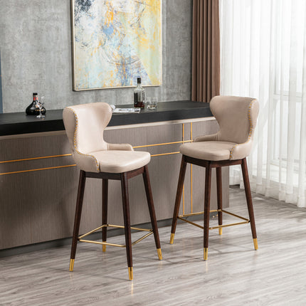 BS5- Furniture,29.9" Modern Leathaire Fabric bar chairs, Tufted Gold Nailhead Trim Gold Decoration Bar stools,Set of 2 - Likeshoppe 