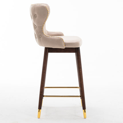 BS5- Furniture,29.9" Modern Leathaire Fabric bar chairs, Tufted Gold Nailhead Trim Gold Decoration Bar stools,Set of 2 - Likeshoppe 
