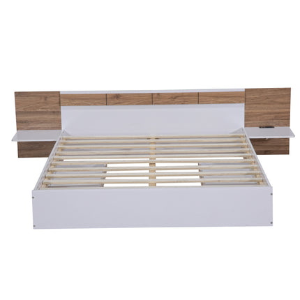 PF5- Queen Size Platform Bed with Headboard, Drawers, Shelves, USB Ports and Sockets - Likeshoppe 