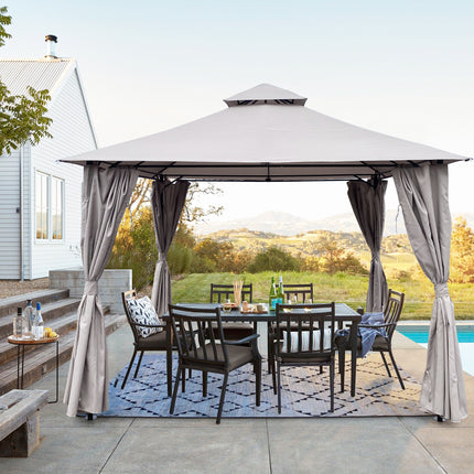 AG4- 10x10 Ft Outdoor Patio Garden Gazebo Canopy, Outdoor Shading, Gazebo Tent With Curtains - Likeshoppe 