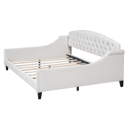 BR8- Modern Luxury Tufted Button Daybed, Full, Beige(Old SKU: SM001009AAE) - Likeshoppe 