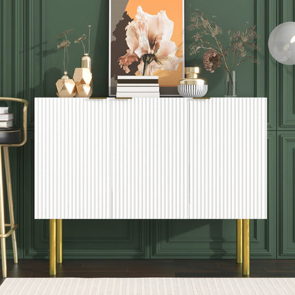 PC6- Modern Simple Sideboard with Particle Board and MDF Board;  Adjustable Shelves Luxury Style Cabinet with Gold Metal Legs and Handles for Hallway - Likeshoppe 